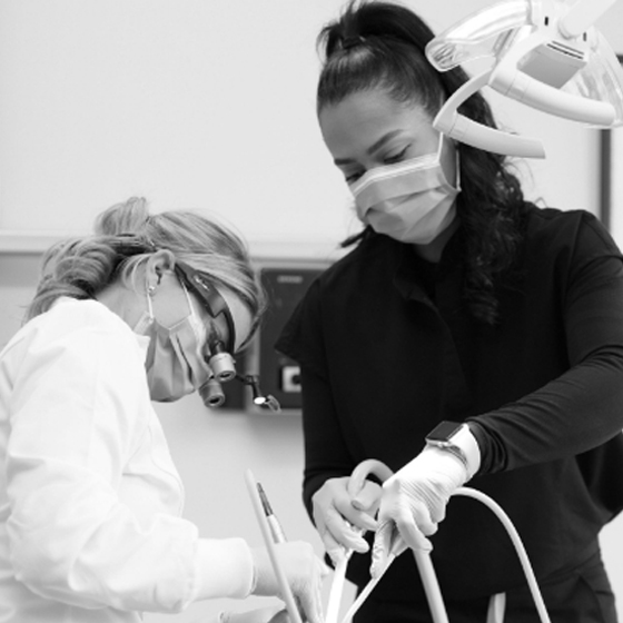 Dentist and assistant performing tooth extractions in Boston