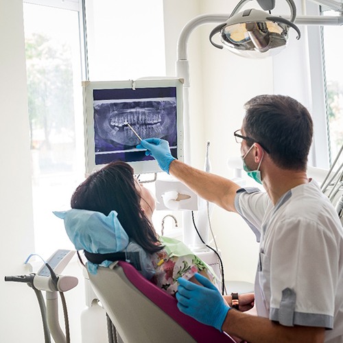 Female dental patient during consultation 