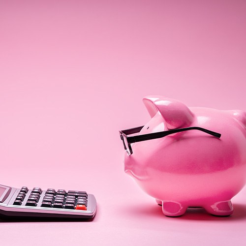 Piggy bank and a calculator